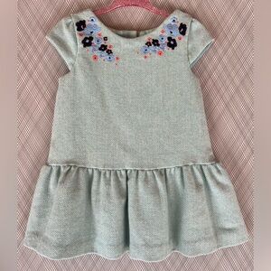 Janie and Jack - Blue herringbone tweed fabric wool peplum dress (Sz 12-18m)